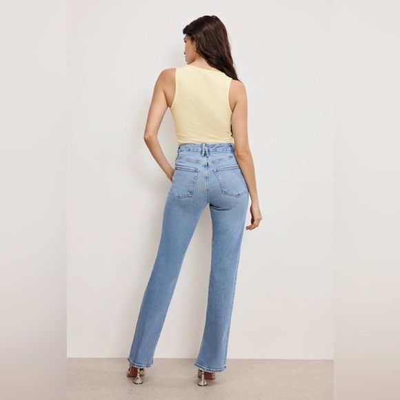 Good American Jeans- Good Icon Highrise Straight Leg Inseam Slit in Indigo- 28 - Picture 2 of 9